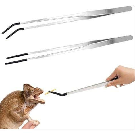 en acier inoxydable pour reptiles d'alimentation pour terrarium 27 cm Avec tête en caoutchouc pour augmenter la friction (1/5)