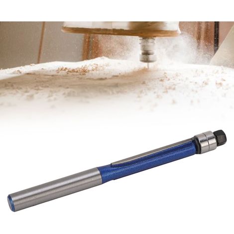 Fraise à rogner à double roulement argent-bleu à tige de 1/4 pour fraises de fraisage du bois avec têtes de machines à rogner à double tranchant pour le fraisage de la bakélite. (1/5)