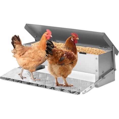 Mangeoire Automatique à Pédale pour Poules, Distributeur de Nourriture Anti-Nuisibles en Acier Inoxydable, Capacité Protégée et Étanche pour Basse-Cour