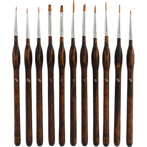 11 Pièces Pinceaux De Précision Artiste, Pinceaux Fins pour Acrylique, Pinceau Aquarelle, Pinceaux Peinture Acrylique, Figurine Détails Pinceau, Aquarelle Huile (1/5)