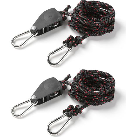 Sangles d'arrimage robustes pour kayak et canoë, avec poulie réglable et clip de suspension, lot de 2 pièces (1/5)