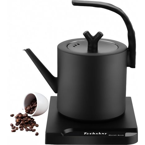 Bouilloire Électrique Col de Cygne 1.0L - Acier Inoxydable 304, 100W à Arrêt Automatique, Bouilloire Précision Pour Over pour Café & Thé, Design Noir Mat Sans BPA, Pour Maison et Bureau (1/5)