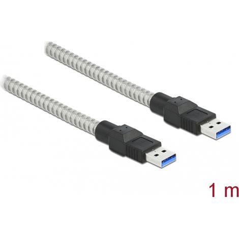 Delock Cable USB 3.2 Gen 1 de Tipo-A macho a Tipo-A macho con cubierta metÃ¡lica 1 m