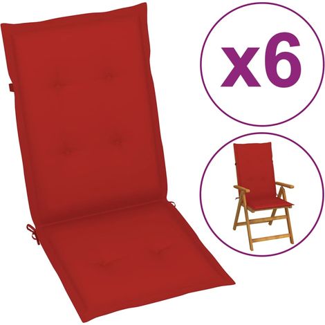 vidaXL Cuscini per Sedie 6 pz Rossi 120x50x3 cm in Tessuto