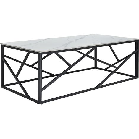 Tavolino in ceramica e Metallo Effetto marmo Bianco e Nero - MELRONE di PASCAL MORABITO (1/5)
