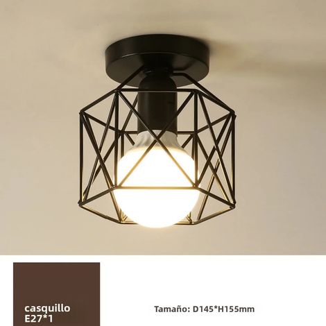 Retro-Deckenleuchte E27 für Balkon, Flur, Innenbereich, schwarzes Metall, geeignet für Schlafzimmer, Diele, Veranda, 110–220 V Wechselstrom (1/5)