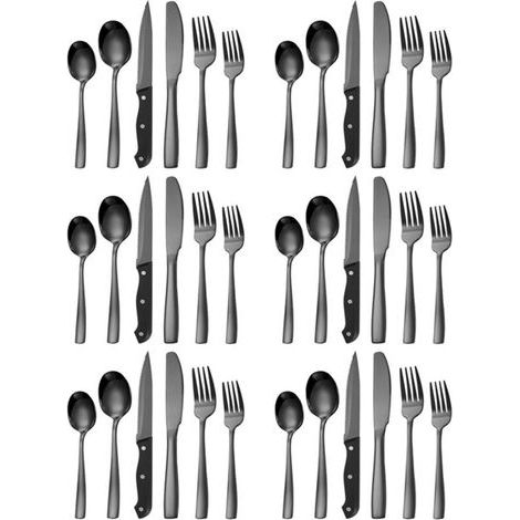 Besteckset, Geschirr für 6 Personen, 36-teiliges Set, Besteck mit Messer, Gabel, Löffel, Steakmesser, spülmaschinenfest (1/5)