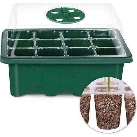 Plateau semis 12 alvéoles boîte germination graines vert 1 pièce