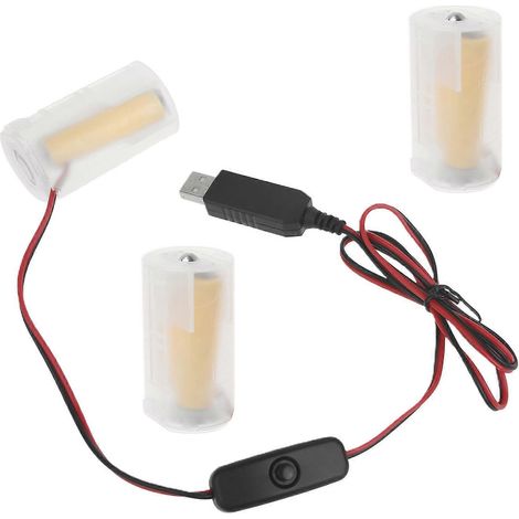 Câble d'alimentation universel USB 5V 2A vers 4,5V 1A compatible avec les piles LR20 D, pour pèse-personnes/lampes torches (1/5)