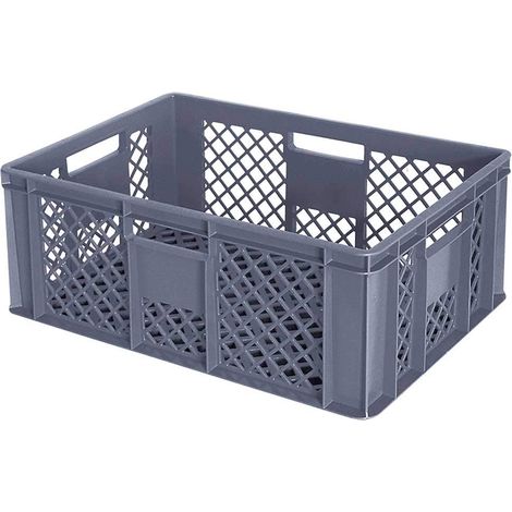 BRB 54 Stück Eurobehälter durchbrochen/Bäckerkiste, LxBxH 600x400x240 mm, PE-HD, lebensmittelecht, Palettenware (grau)