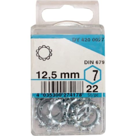 CONFEZIONE DA 22 PEZZI - RONDELLE DENTELLATE IN ACCIAIO ZINCATO 12,5MM