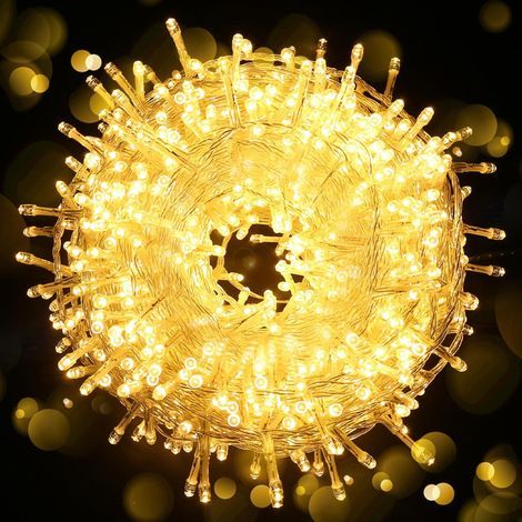 Guirnalda de luces navideñas de 100 m con 1000 LED, luces para árbol de Navidad Elktry con enchufe, luces exteriores con 8 modos de iluminación, resistente al agua IP44 para bodas y patios - Blanco cá (1/5)