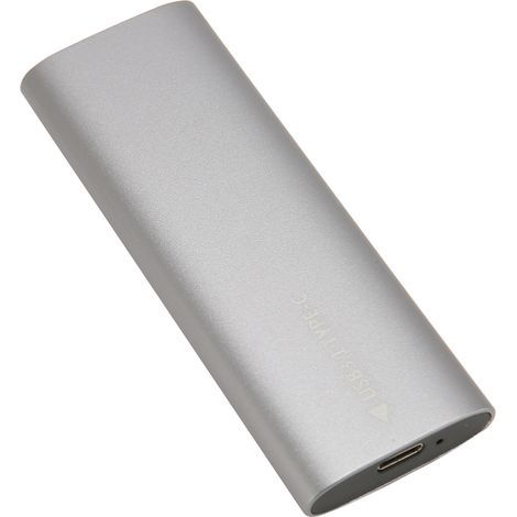 Boîtier SSD M.2 SATA USB-C 3.1 10 Gbit/s UASP, finition alliage d'aluminium, compatible avec les SSD M.2 SATA de type C (formats 2280, 2260, 2242 et 2230), protocole NVMe, couleur argent. (1/5)