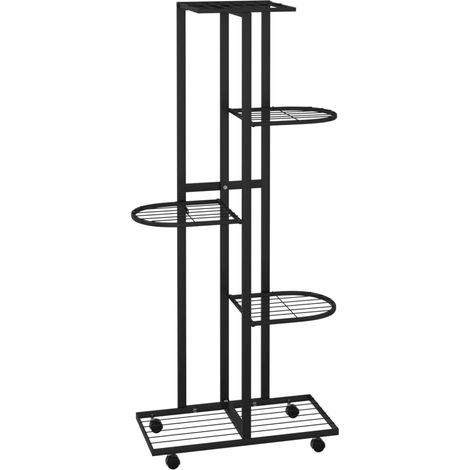 vidaXL Jardinière à 5 niveaux avec roues 44x23x100 cm Noir Fer (1/6)