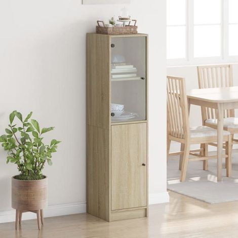 836443 Buffet avec porte en verre chêne sonoma 35x37x142 cm (1/5)