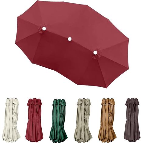Toile De Remplacement Grand pour Parasol Double Housse De Rechange pour Parasol 4.6m Toile De Parasol 12 Baleines Auvent De Parasol XXL(Burgundy)