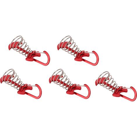 5 Crochets d'Ancrage à Ressort pour Tente, Store, Bâche avec Boucle Réglable pour Fixation Anti-Vent (1/5)