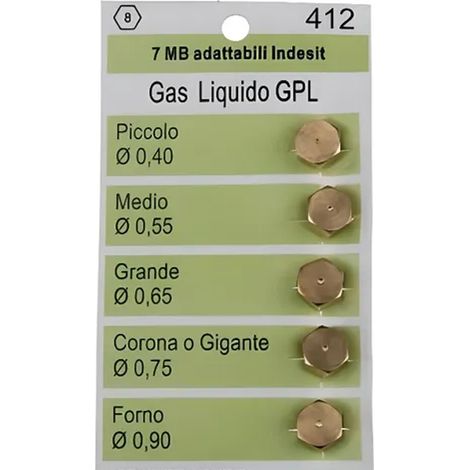Indesit – Gicleurs butane universel pour four et cuisinière – Kit de 5 injecteurs GPL – Diamètres de 0,40 à 0,90 mm – Compatible avec plusieurs marques