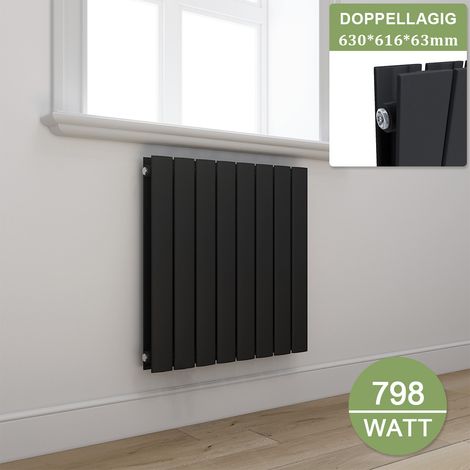ELEGANT Design Heizkörper Anthrazit Flachheizkörper Heizung Horizontal Doppellagig 630x616mm (1/5)