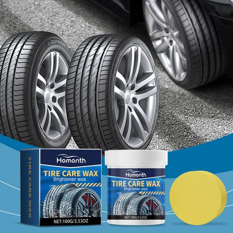 Car tire care cream, tire maintenance, wheel cleaning, rust removal, and shine-removing tire cleaner -- 100g1, sponge1 -- BIEMMEDUE (1/5)