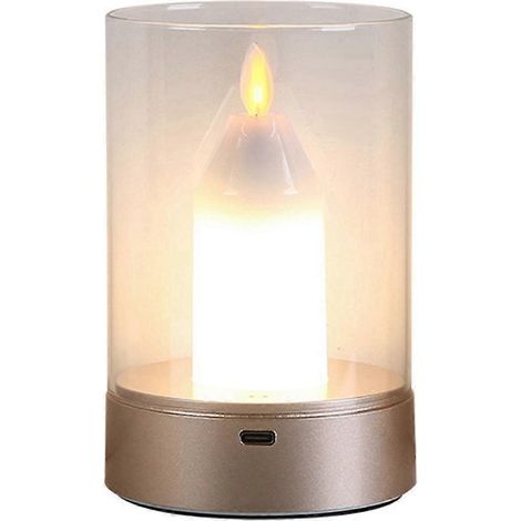 Lampe bougie LED sans flamme rechargeable par USB, lampe bougie dynamique dansante, décoration intérieure. (1/5)
