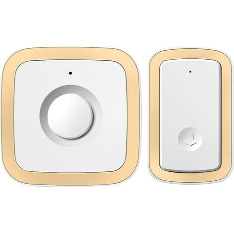 Campanello senza fili impermeabile con portata di 300 m, 60 melodie, 5 livelli di volume, luce LED lampeggiante, ideale per casa, ufficio e hotel, colore: oro (06) (1/5)