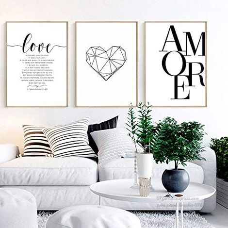 CCYKXA Set de 3 Affiches Noir et Blanc 30x20 Citation Amour Maison Tableau Decoration Murale Salon Impressions sur Toile Poster sans Cadre (1/5)