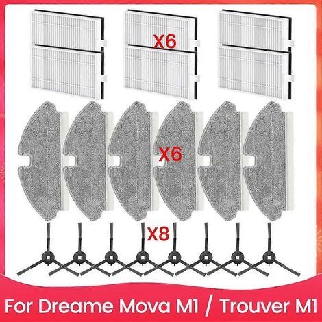 Kit de 20 balais-filtres avec brosses pour Dreame Mova M1 et Dreame Trouver M1 - Pièces de rechange pour un nettoyage ménager efficace (1/5)