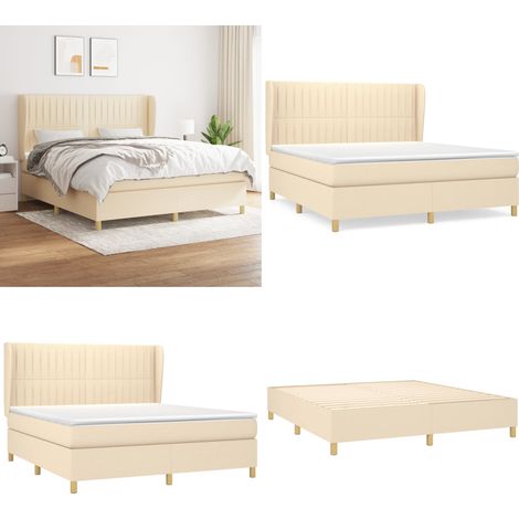 Boxspringbett mit Matratze Creme 160x200 cm Stoff - Boxspringbett - Doppelbett - Cremefarbenes Bett - Lattenrost - Bettrahmen - Home & Living (1/5)