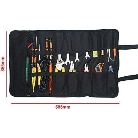 Tragbarer, leerer Werkzeugkoffer mit 22 Fächern, Werkzeugtaschen, Werkzeugorganizer, aufrollbare Werkzeugtasche/Etui/Beutel aus 600D Oxford-Gewebe (Werkzeuge nicht enthalten) (1/4)