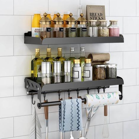 Etagere A Epices Murale - Acier Inoxydable 304 - Sans Perçage - Pour Cuisine Et Salle De Bain - 40 cm - 2 Pieces (1/5)