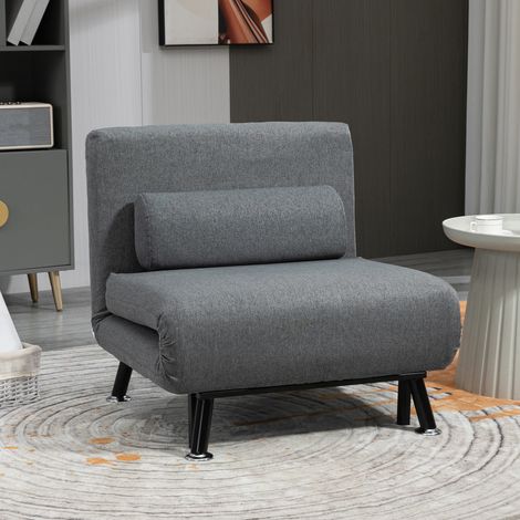 Sillón convertible en cama plegable, respaldo regulable, gris oscuro HAVRYA (1/5)