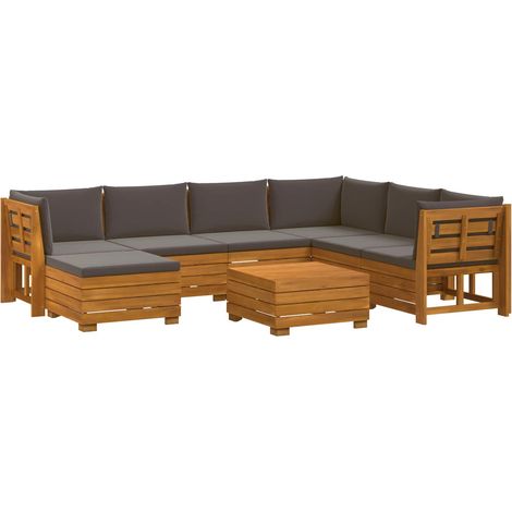 Maison Exclusive - Outdoor-Sofagarnitur mit Kissen 8 Stück Braun