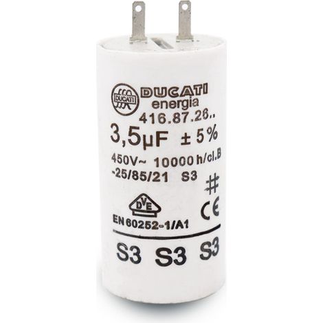Condensateur 3,5 uF pour moteur de volet roulant – Tension 450V AC – Durée de vie 10 000 heures – Cosses 2,8 mm – Plastique durable – Ducati (1/5)