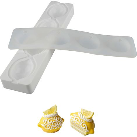 Moule à Gâteau en Silicone 3D en Forme de Citron - Moule Anti-adhésif pour Gâteaux et Desserts - Outil de Cuisson Flexible pour la Pâtisserie Maison - Blanc (1/5)