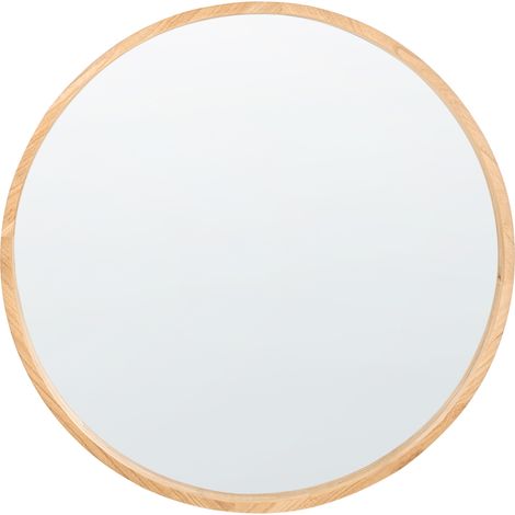 Espejo de pared de estilo escandinavo con marco de madera de paulownia decorativo marrón claro Cazalis (1/5)