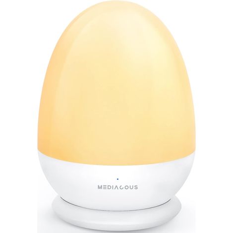Luz nocturna para bebés con base estable – ideal para la lactancia, temporizador de 1 hora, control táctil, regulable, hasta 200 horas. (1/4)