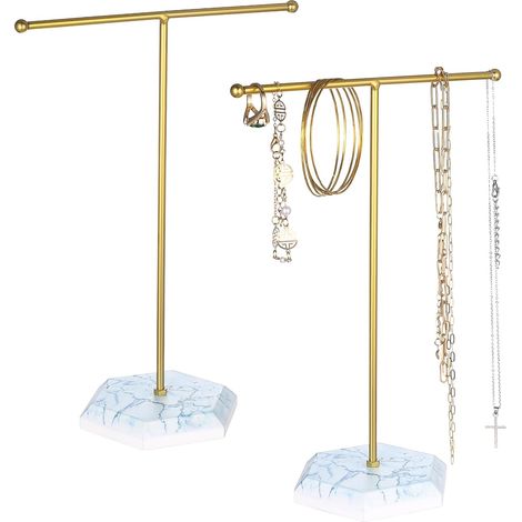 Presentoir Bijoux,Présentoir à Bijoux,Support Porte Bijoux Femme Or forme T 2pcs (1/5)