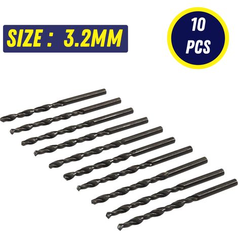 Dapetz ® 10Pcs x 3.2mm HSS Jobber Drill Bits, Black Twist Drill Bits for Stainless Steel Copper Aluminium Alloy Metal, Wood and Plastics DIN338 (1/5)