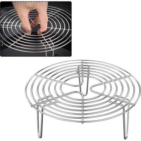 MK Stoer,Acero inoxidable,Cocinar y vaporizar,rejilla de enfriamiento redonda de acero inoxidable para cocinar y vaporizar en freidora de aire (1/5)