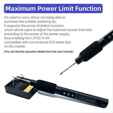 Fer à souder électrique portable L210C PD 100W, température réglable de 50 à 500 °C, écran couleur de 0,99 pouce - JBMEDIA (1/4)