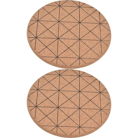 Lot de 2 dessous de plat en liège géométrique anglais, motif grille, style scandinave, antidérapant, pour table et tasse (1/5)