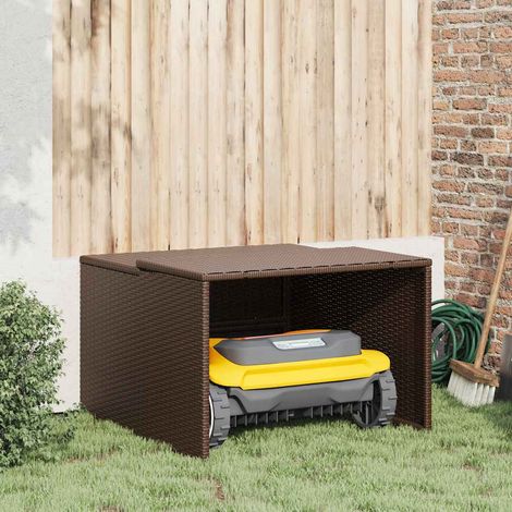 Mähroboter-Garage Braun 86x90x52/57 cm Poly Rattan