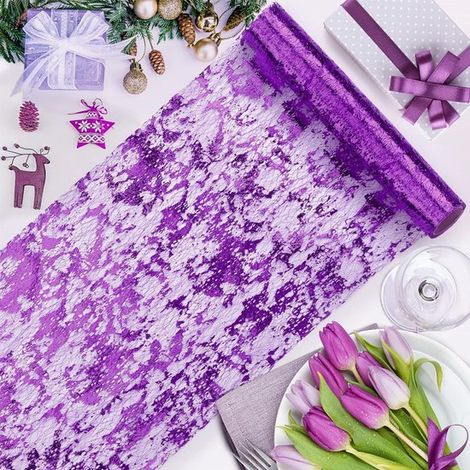 Runner da tavola, rotolo di runner da tavola con paillettes glitterate in tessuto a rete sottile, decorazione per la tavola per matrimoni, compleanni, baby shower, primavera e Pasqua (1/5)