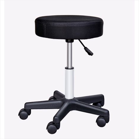 Tabouret de massage bois à roulettes réglable et pivotant Noir (1/5)