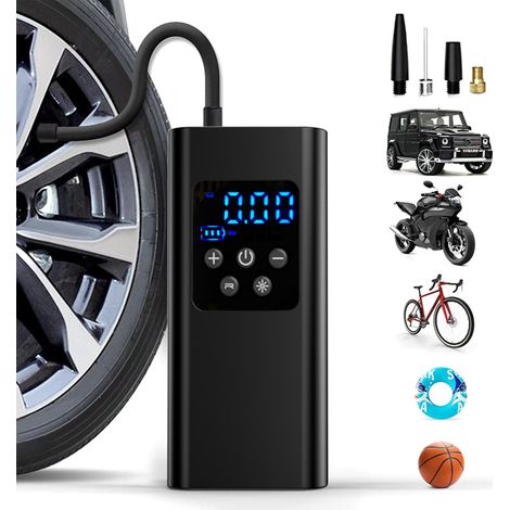 Gonfleur de pneus portable, compresseur d'air 4000 mAh et pompe à air 150 PSI pour pneus de voiture, moto et ballon, avec lumière LED. (1/2)