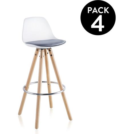 Pack 4 Taburetes Leif Blanco - Gris 41cm (ancho) x 96cm (alto) (1/5)