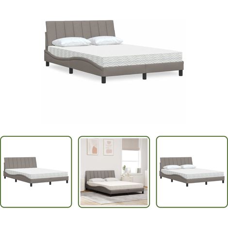 Schlafzimmerbett - Bett mit Matratze "Hanko" Taupe 120x200 cm Stoff (1/5)