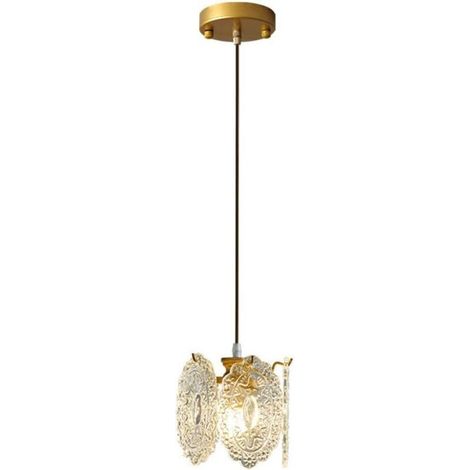 Vintage E27 Pendant Light Fixture, Classic Etched Clear Glass Shade, Small Retro Hanging Lamp Finish for Kitchen, Living Room, Bedroom, Cafe [Energy Class E] (1/4)