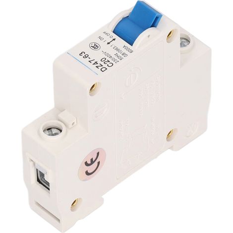 Disjoncteur miniature monophasé (MCB) pour montage sur rail DIN, pouvoir de coupure de 6000 A, 230 V/400 V, 20 A, pour usage domestique (1/5)